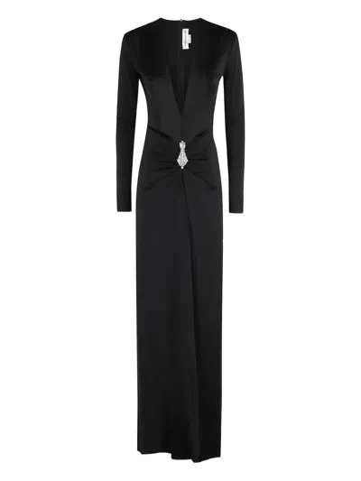 VICTORIA BECKHAM JEWEL-EMBELLISHED V-NECK MAXI DRESS