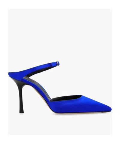 Victoria Beckham Jordy 90mm Satin Mules In Blue