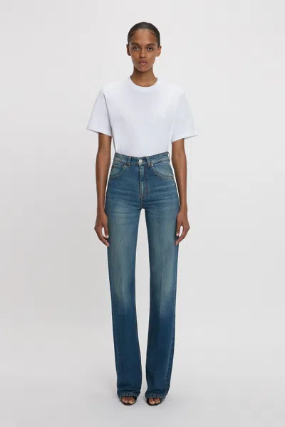 Victoria Beckham Julia Stretch Jean In Mid Blue In White
