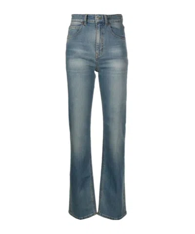 Victoria Beckham Julia Zippered Denim Trousers In Blue