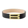 Victoria Beckham Textured Black Calf Leather Belt In Neutral