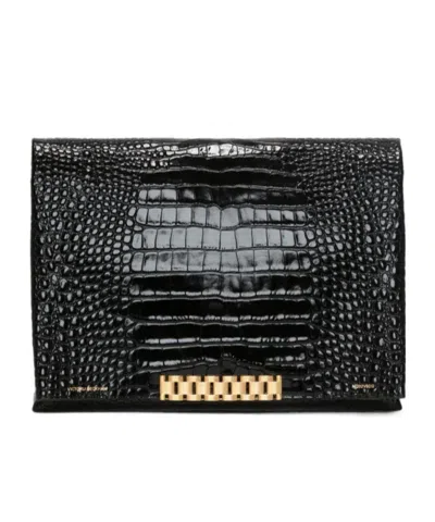 Victoria Beckham Jumbo Chain Leather Clutch Bag In Black