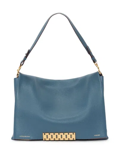 Victoria Beckham Jumbo-chain Leather Pouch In Blue