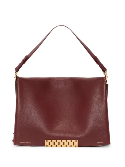 Victoria Beckham Jumbo-chain Leather Pouch In Braun