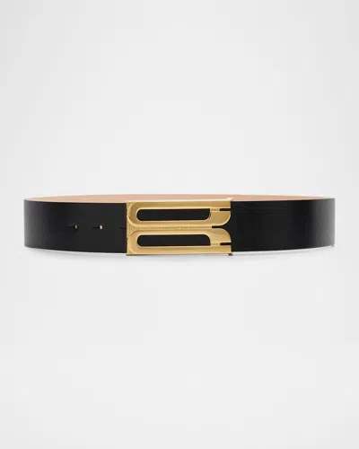 Victoria Beckham Jumbo Dorian Leather Belt In Black