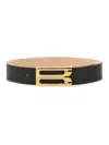 Victoria Beckham Adjustable Oversized Belt Gold-tone Buckle In Black