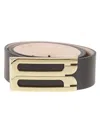 Victoria Beckham Textured Black Calf Leather Belt In Multi