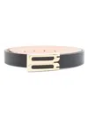 Victoria Beckham Grained Calfskin Belt With Gold Metal Buckle In Black