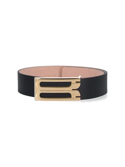 Victoria Beckham Large Leather Frame Belt In Green