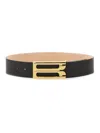 Victoria Beckham Adjustable Oversized Belt Gold-tone Buckle In Black
