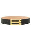 Victoria Beckham Leather Belt Adjustable Gold-tone Buckle In Black