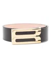 Victoria Beckham Logo-plaque Leather Belt In Black