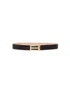 Victoria Beckham Jumbo Frame Belt In Espresso Croc Embossed Calf Leather