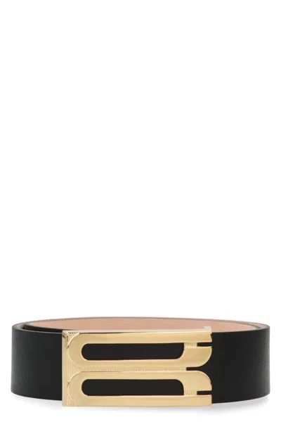 Victoria Beckham Jumbo Frame Belt In Leather In Black