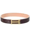 Victoria Beckham Jumbo Frame Crocodile-effect Leather Belt In Brown