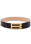 Victoria Beckham Jumbo Frame Crocodile-effect Leather Belt In Brown