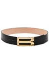 Victoria Beckham Jumbo Frame Crocodile-effect Leather Belt In Black