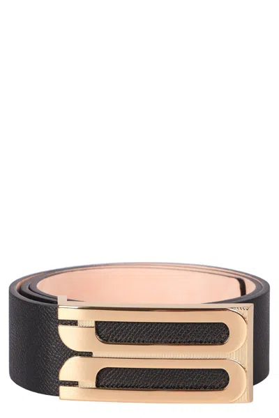 Victoria Beckham Jumbo Frame Leather Belt In Black