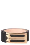 Victoria Beckham Saffiano Black Belt With Gold Buckle