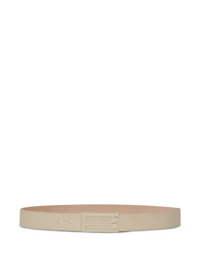 Victoria Beckham Jumbo Frame Leather Belt In Neutral