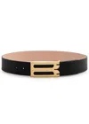 Victoria Beckham Adjustable Oversized Belt Gold-tone Buckle In Black