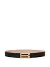 Victoria Beckham Jumbo Frame Leather Belt In Black