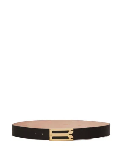 Victoria Beckham Jumbo Frame Leather Belt In Black