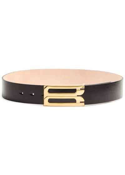 Victoria Beckham Jumbo Frame Leather Belt In Black