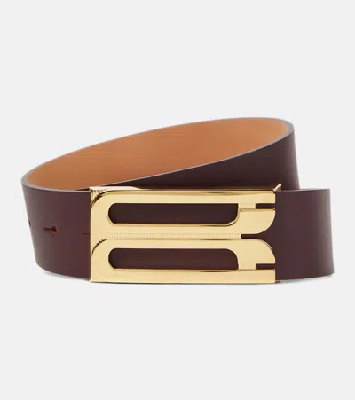 Victoria Beckham Jumbo Frame Leather Belt In Brown
