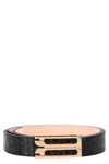 Victoria Beckham Crocodile Effect Belts Gold-tone Buckle In Black