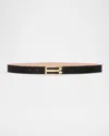 Victoria Beckham Jumbo Gold-plated B-logo Leather Belt In Black