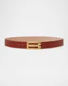 Victoria Beckham Jumbo Gold-plated B-logo Leather Belt In Brick Red