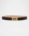 Victoria Beckham Jumbo Gold-plated B-logo Leather Belt In Dark Brown