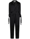 Victoria Beckham Satin Blouse With Belted Waist And Shawl Collar In Black