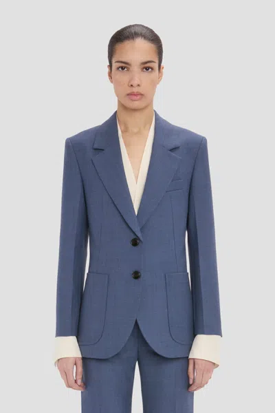 Victoria Beckham Katherine Jacket In Blue Melange