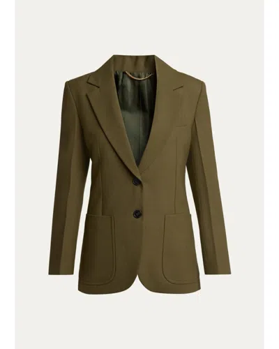 Victoria Beckham Katherine Patch Pocket Wool Single-breasted Jacket In Green
