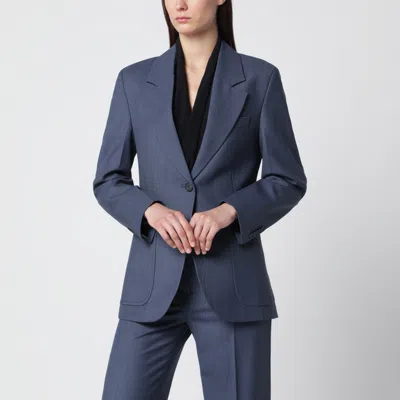 Victoria Beckham Single Breasted Jacket Front Pockets Lapels In Blue