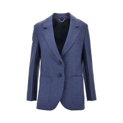 Victoria Beckham 'katherine' Wool-blend Single-breasted Jacket In Blue