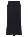 Victoria Beckham Navy Blue Kick Detail Skirt In Blue