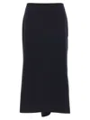 Victoria Beckham Navy Blue Kick Detail Skirt In Blue