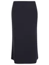 Victoria Beckham Womens Navy Pleated Textured Stretch-woven Midi Skirt In Blue