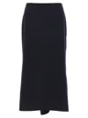 Victoria Beckham Navy Blue Kick Detail Skirt In Blue
