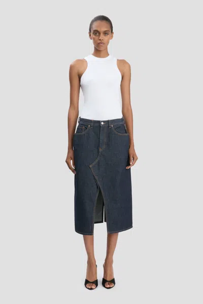 Victoria Beckham Kick Pocket Denim Skirt In Light Rinse