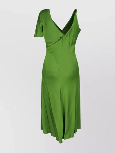 Victoria Beckham Knee Length Dress Asymmetric Design In Green
