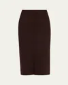 Victoria Beckham Wool Blend Button Detailing High Waist Skirt In Brown