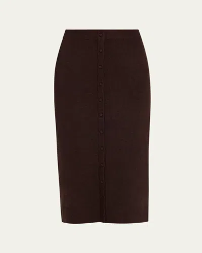 VICTORIA BECKHAM KNIT BUTTON DETAIL MIDI SKIRT