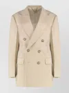 Victoria Beckham Knit Jacket With Double-breasted Lapel Collar In Neutral