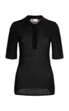 Victoria Beckham Knit Polo Top In Black