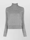 Victoria Beckham Knit Turtleneck Wool Jumper In Grey