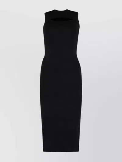 Victoria Beckham Knitted Dress With Back Slit And Cut-out Front In Black